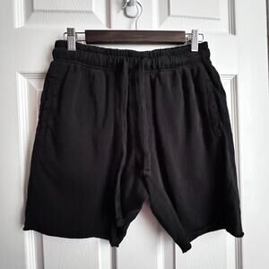 Black Talentless Heavyweight Cotton Drawstring Sweat Shorts Raw Edge Mens Medium